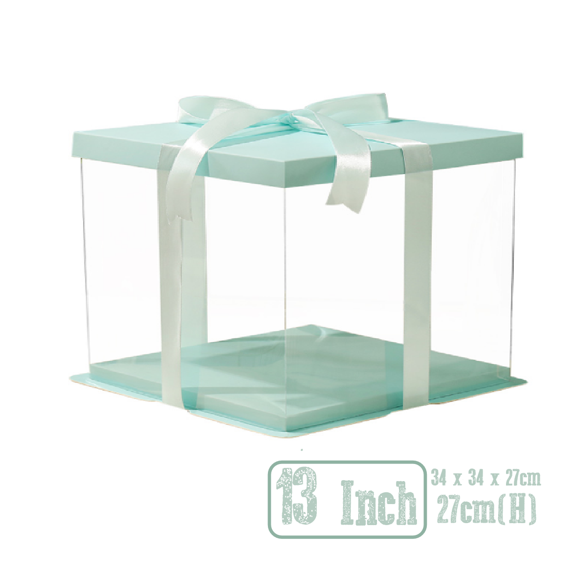 Cake Packaging - Elegant 13 Inch Cake Box Packaging 27cm Height - Blue