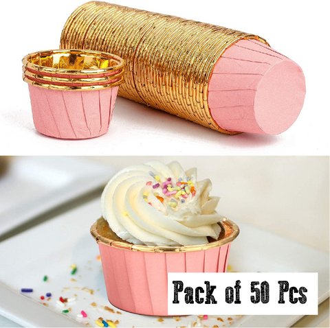 Cupcake Cups Aluminum Foil Pink Coloured - Set of 50