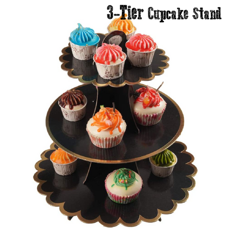 Cupcake Stand/Tower - 3 Tier Cupcake Display - Black