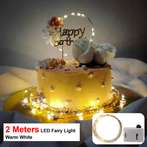Cake and Party Decoration - LED Fairy Lights, 3 mode, 2M Length - Warm White