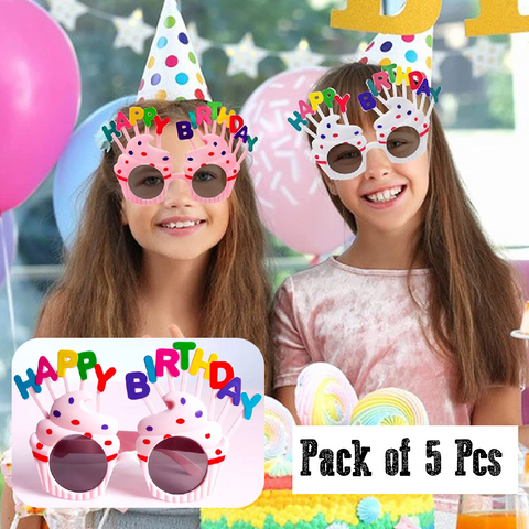 Party Fun Kids Birthday Glasses - 5 Pairs - Pink