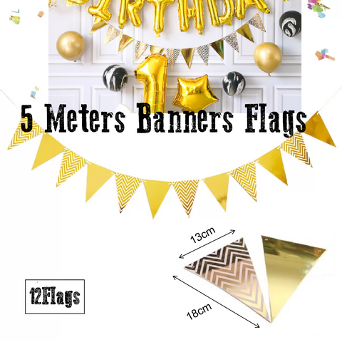 Party Decoration Banner - Pennant style - Gold