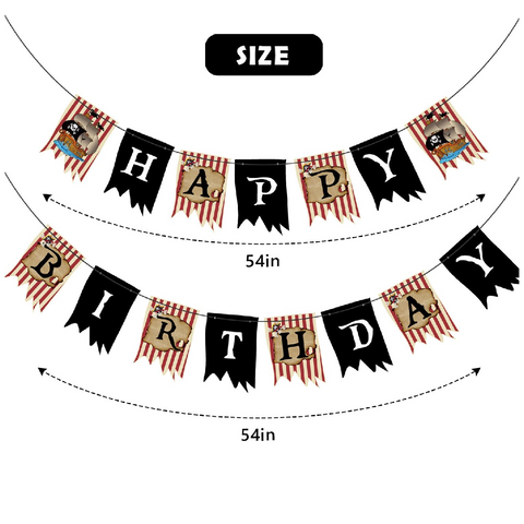 Party Decoration - Happy Birthday Banner - Pirate Theme Set A
