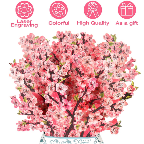 Flower Bouquet Pop Up Cards - 3D Greeting Card - Cherry Blossom