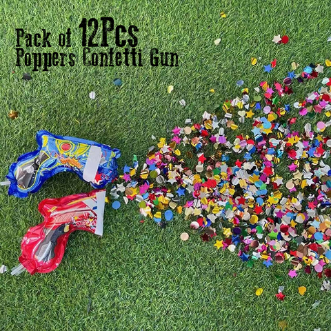 Party Pack! Festive Confetti Cannon Streamer Balloon Gun 12pcs