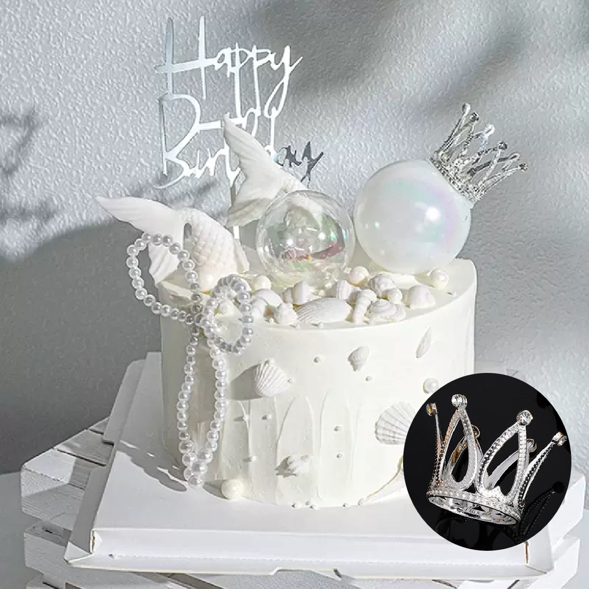 Cake Topper, Cake Decorations - Mini 'silver glitter' crown - Rampant Coffee Company