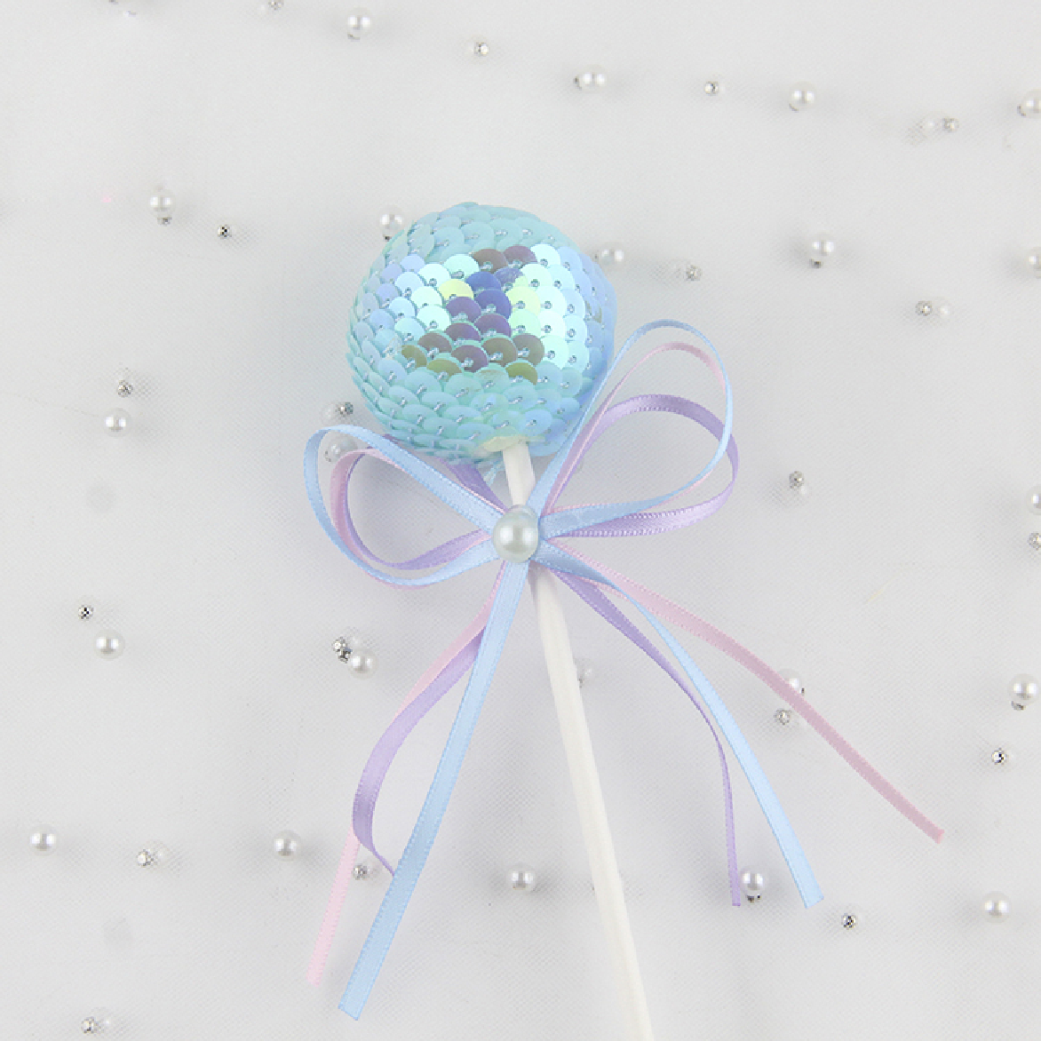 Cake Topper Cupcake Decorations- Sequin Ball - blue - Rampant Coffee Company