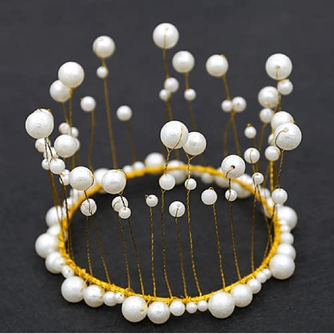 Cake Topper Cake Decorations - Tiara 'Vintage Gold pearls Crown - Rampant Coffee Company