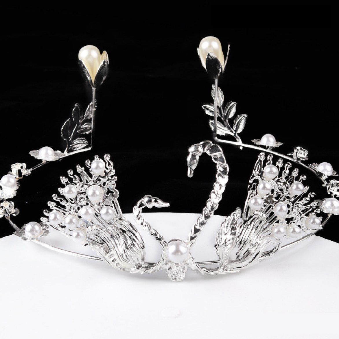 Cake Topper, Cake Decorations-Tiara 'Vintage Swan Crown' - silver - Rampant Coffee Company