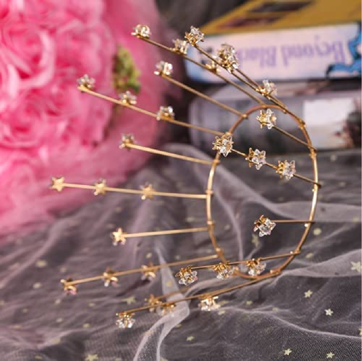 Cake Topper, Cake Decorations- Tiara 'Vintage Crown with stars' - gold - Rampant Coffee Company