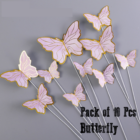Cake Decoration, Cupcake Topper  - 3D Butterflies,, purple with gold trim - pack of 10 - Rampant Coffee Company