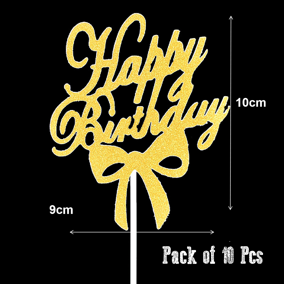 Cake Topper - 'Happy Birthday' ribbon- gold 10 pack - Rampant Coffee Company
