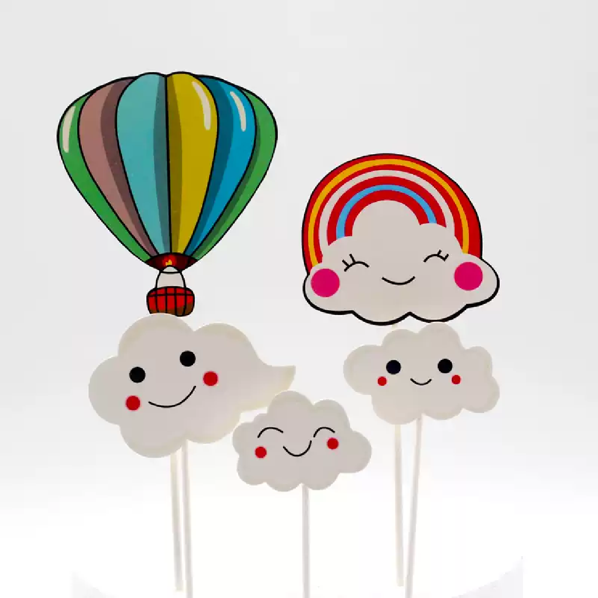 Cake Topper - 'Hot air balloon/ clouds'  (blue) - Rampant Coffee Company