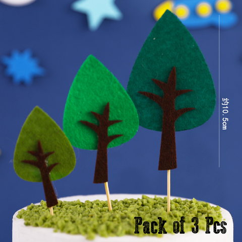 Cake Decoration, Cupcake Topper  - Woodland "trees 'felt' - 3pcs Set- B - Rampant Coffee Company
