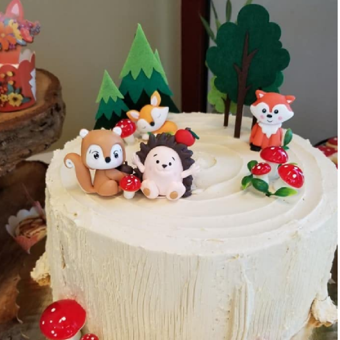 Cake Decoration, Cupcake Topper  - Woodland "trees 'felt' - 3pcs Set- C - Rampant Coffee Company