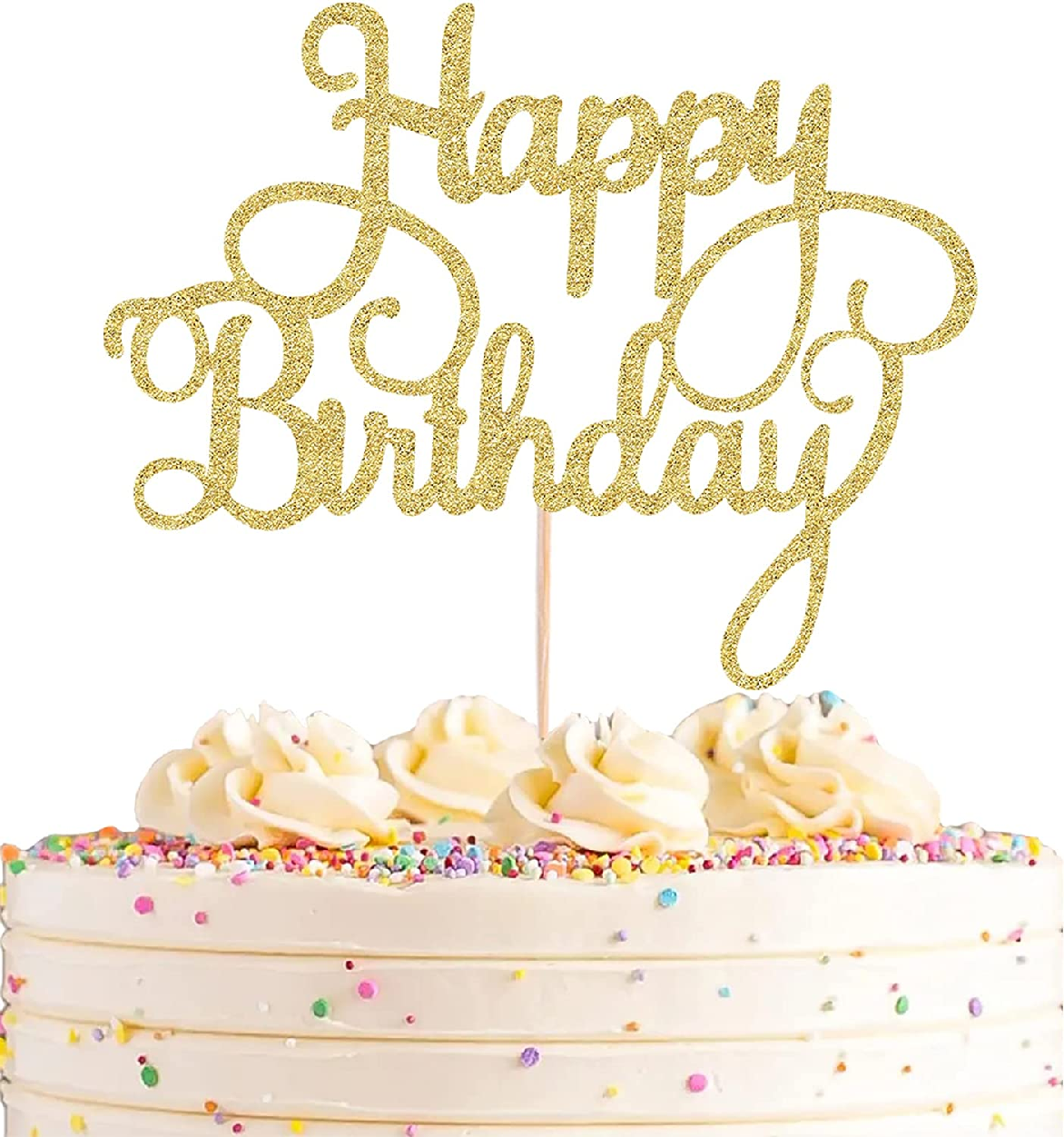 Happy Birthday Cake Topper - Cake Decoration - Gold - Rampant Coffee Company