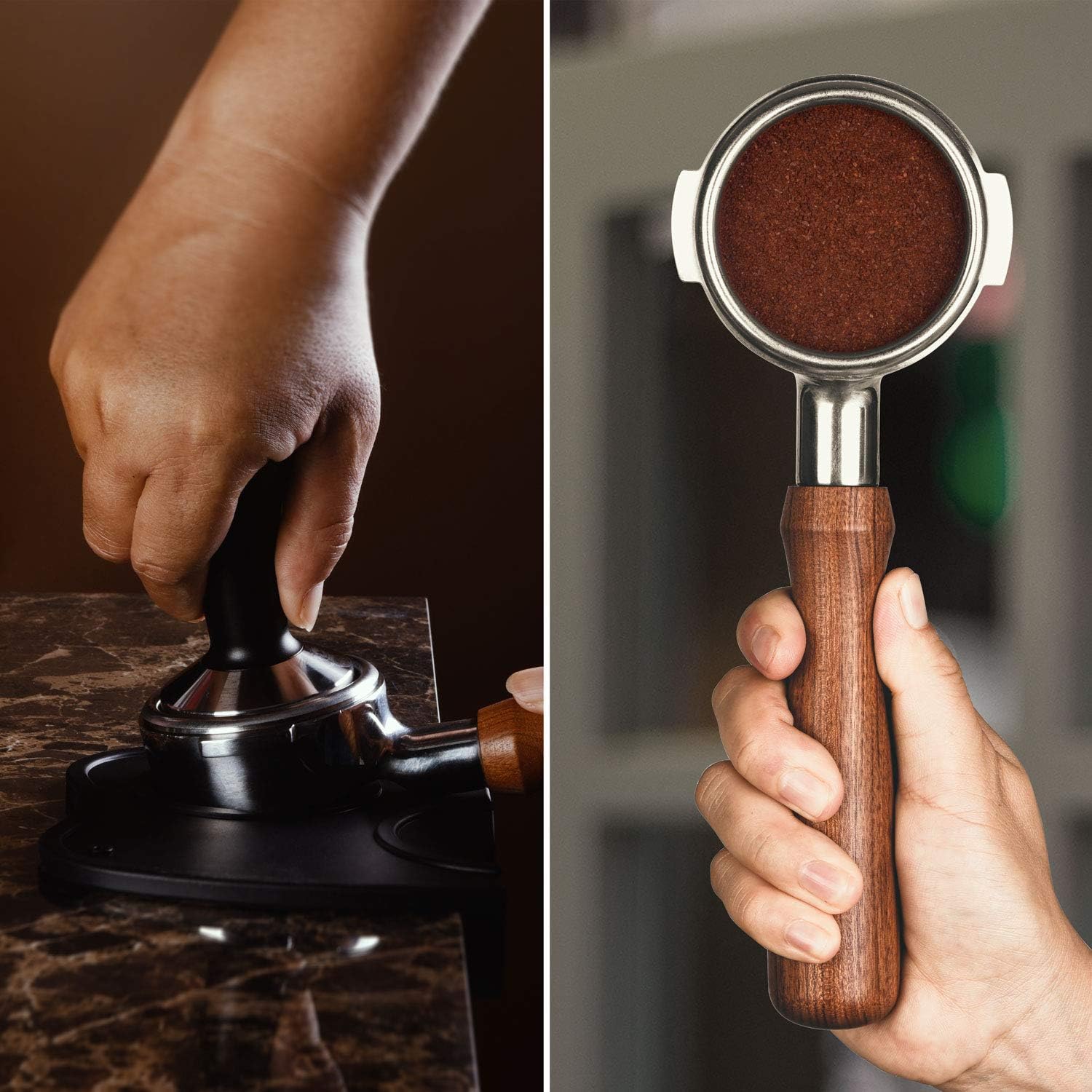 Coffee Tamper - Stainless Steel Base with wood handle - 53mm