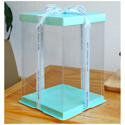 Cake Packaging - Elegant 13 Inch Cake Box Packaging 37cm Height - Blue
