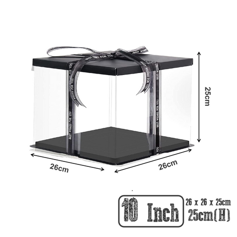 Cake Packaging - Elegant 10 Inch Cake Box Packaging 25cm Height - Black