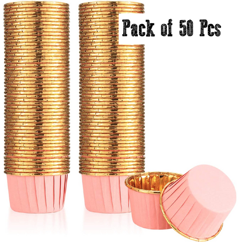 Cupcake Cups Aluminum Foil Pink Coloured - Set of 50