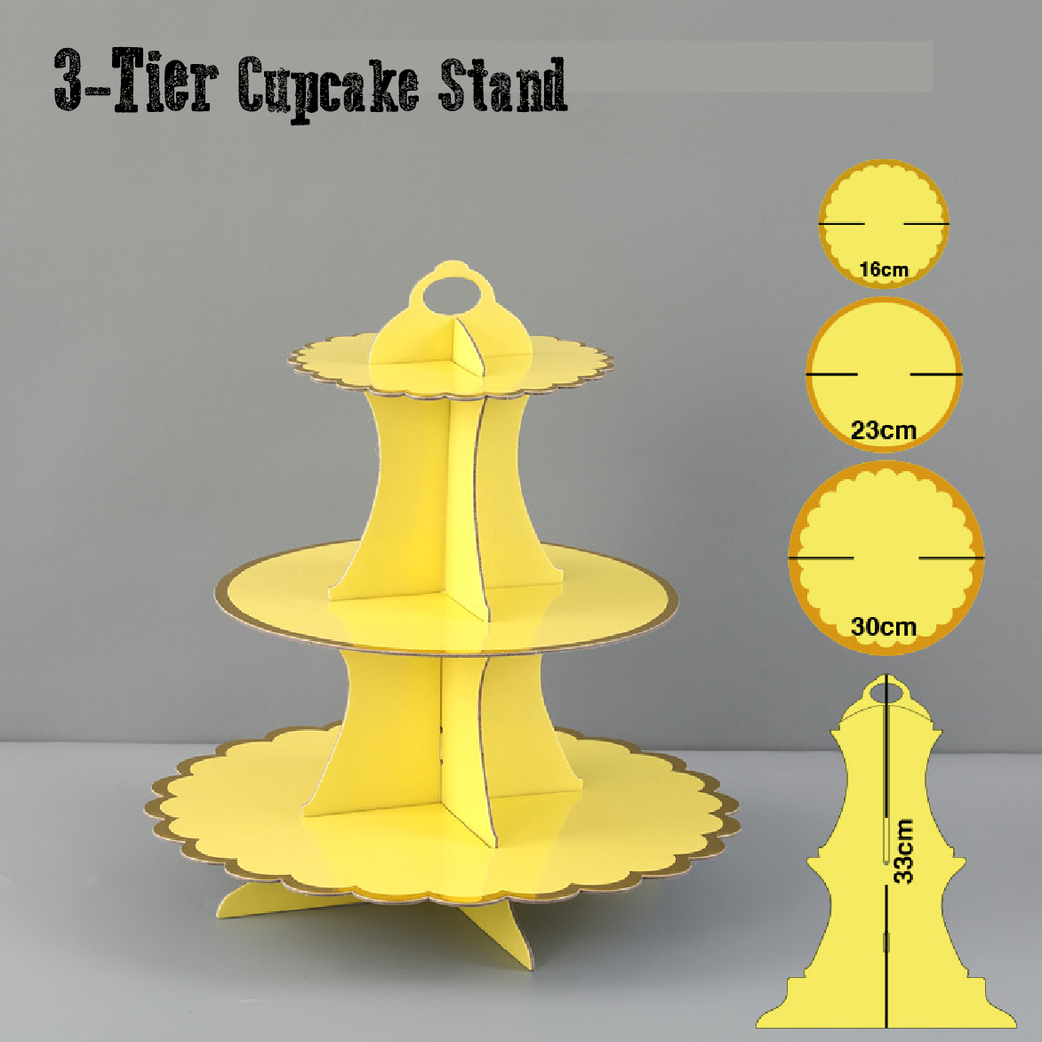 Cupcake Stand/Tower - 3 Tier Cupcake Display - Yellow