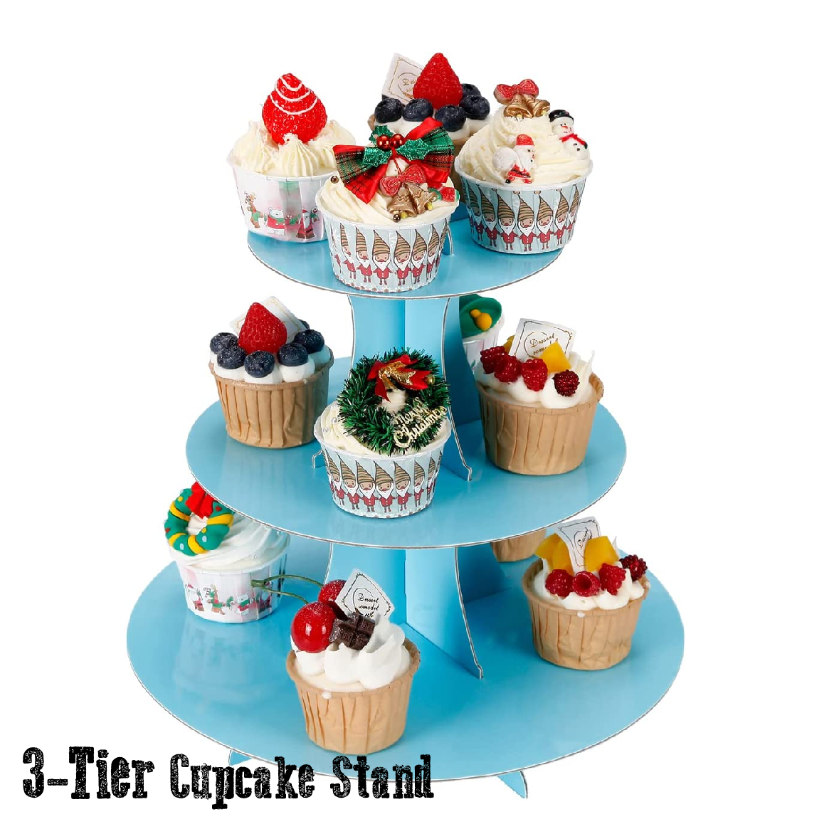 Cupcake Stand/Tower - 3 Tier Cupcake Display - Cardboard - Blue