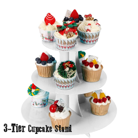 Cupcake Stand/Tower - 3 Tier Cupcake Display - Cardboard - White