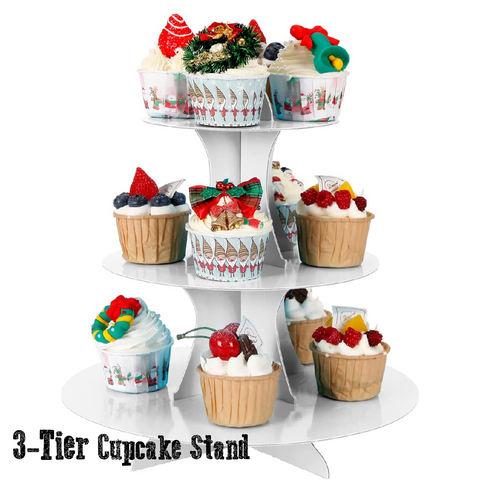Cupcake Stand/Tower - 3 Tier Cupcake Display - Cardboard - White