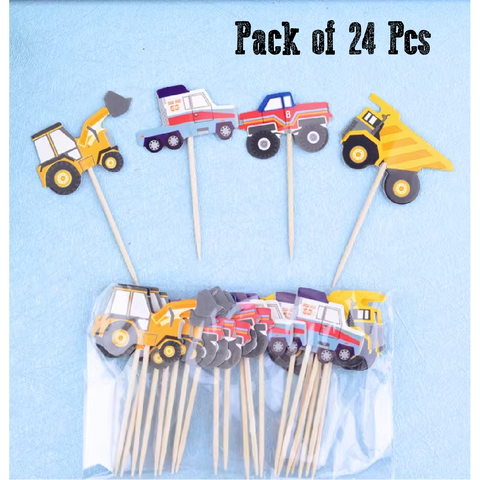 Cupcake Toppers/ Cake Toppers - Tractor Forklift - Set of 24pcs