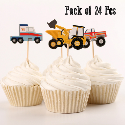Cupcake Toppers/ Cake Toppers - Tractor Forklift - Set of 24pcs
