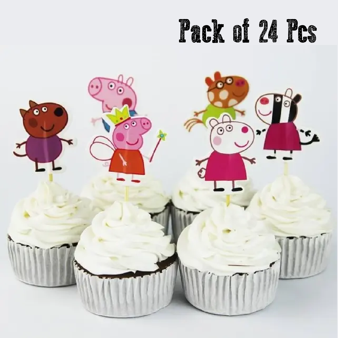 Cupcake Toppers/ Cake Decoration - Peppa Pig - Set of 24pcs