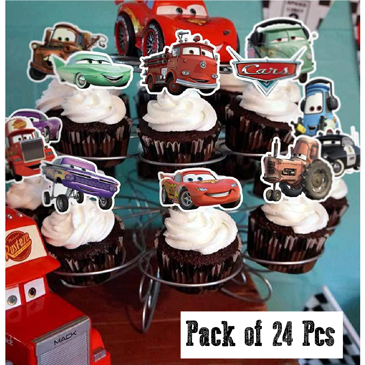 Cupcake Toppers/ Cake Decoration - Cars Theme 24pcs