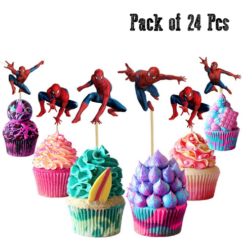 Cupcake Toppers/ Cake Decoration - Spiderman - Set of 24pcs
