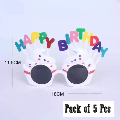 Party Fun Kids Birthday Glasses - 5 Pairs - White