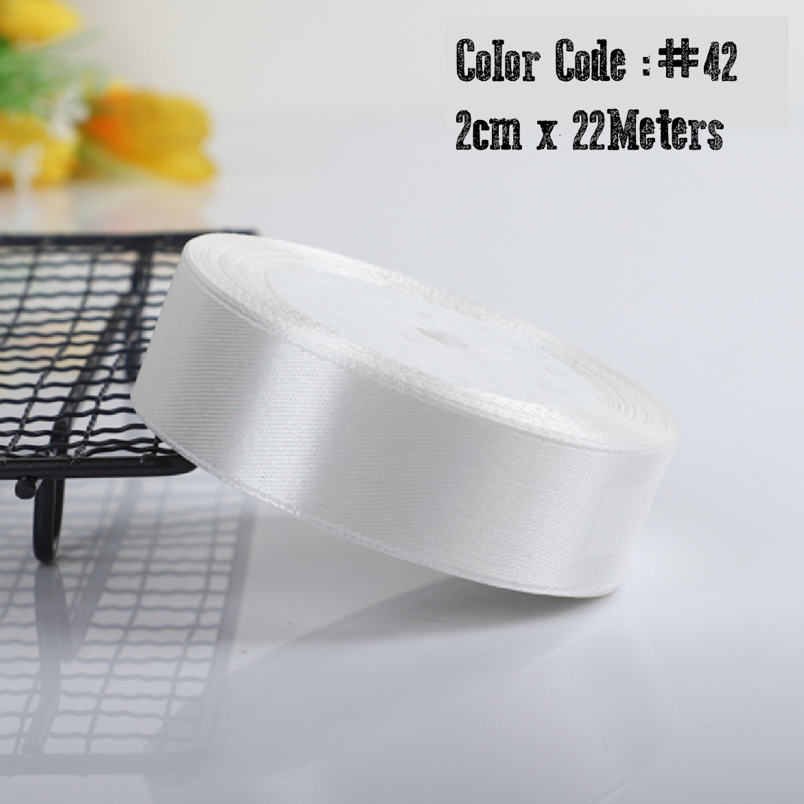 Cake Box/ Gift Wrapping Ribbon - 2 cm x 22 M Roll - White  # 42