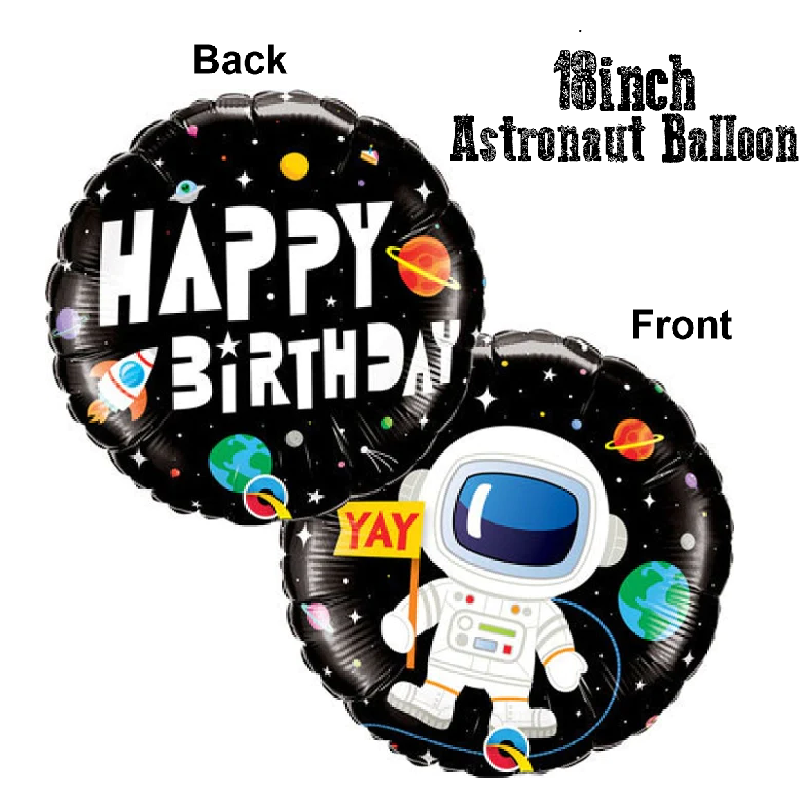 Party Decoration Balloon - Astronaut 18 Inch Foil Balloon - Black