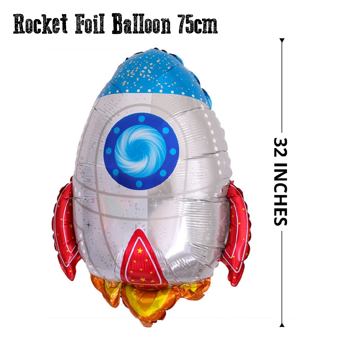 Party Decoration Balloon - Foil Balloon Rocket Ship - Large 75cm