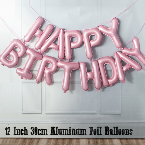Party Decoration Balloon - 16 Inch 30cm - Happy Birthday - Pink Set