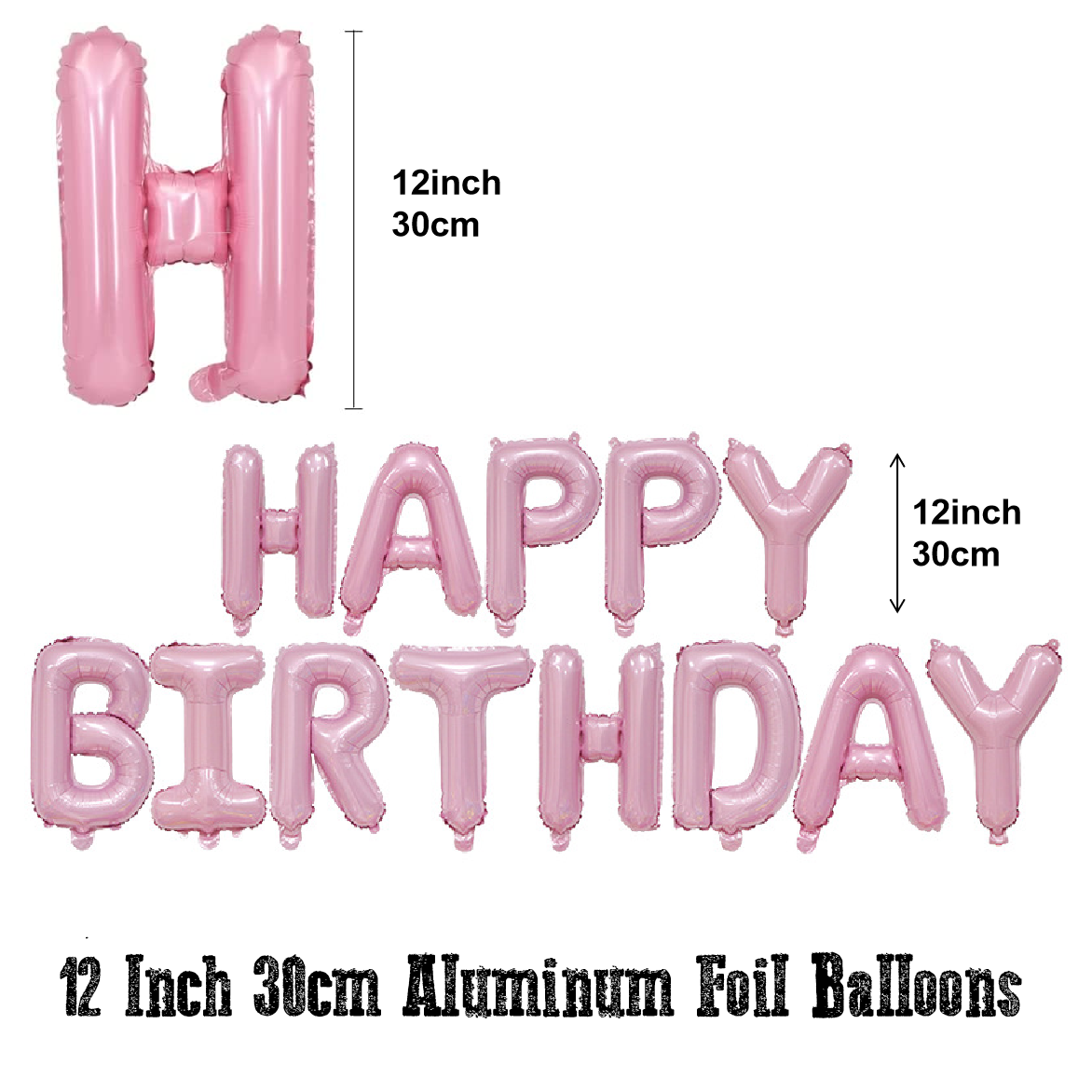 Party Decoration Balloon - 16 Inch 30cm - Happy Birthday - Pink Set