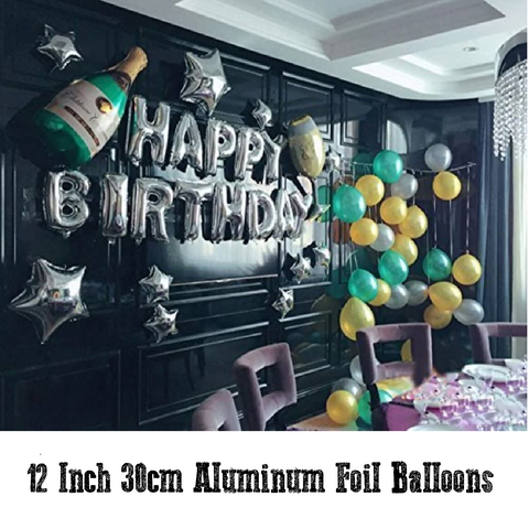 Party Decoration Balloon - 16 inch 30cm - Happy Birthday - Silver Set