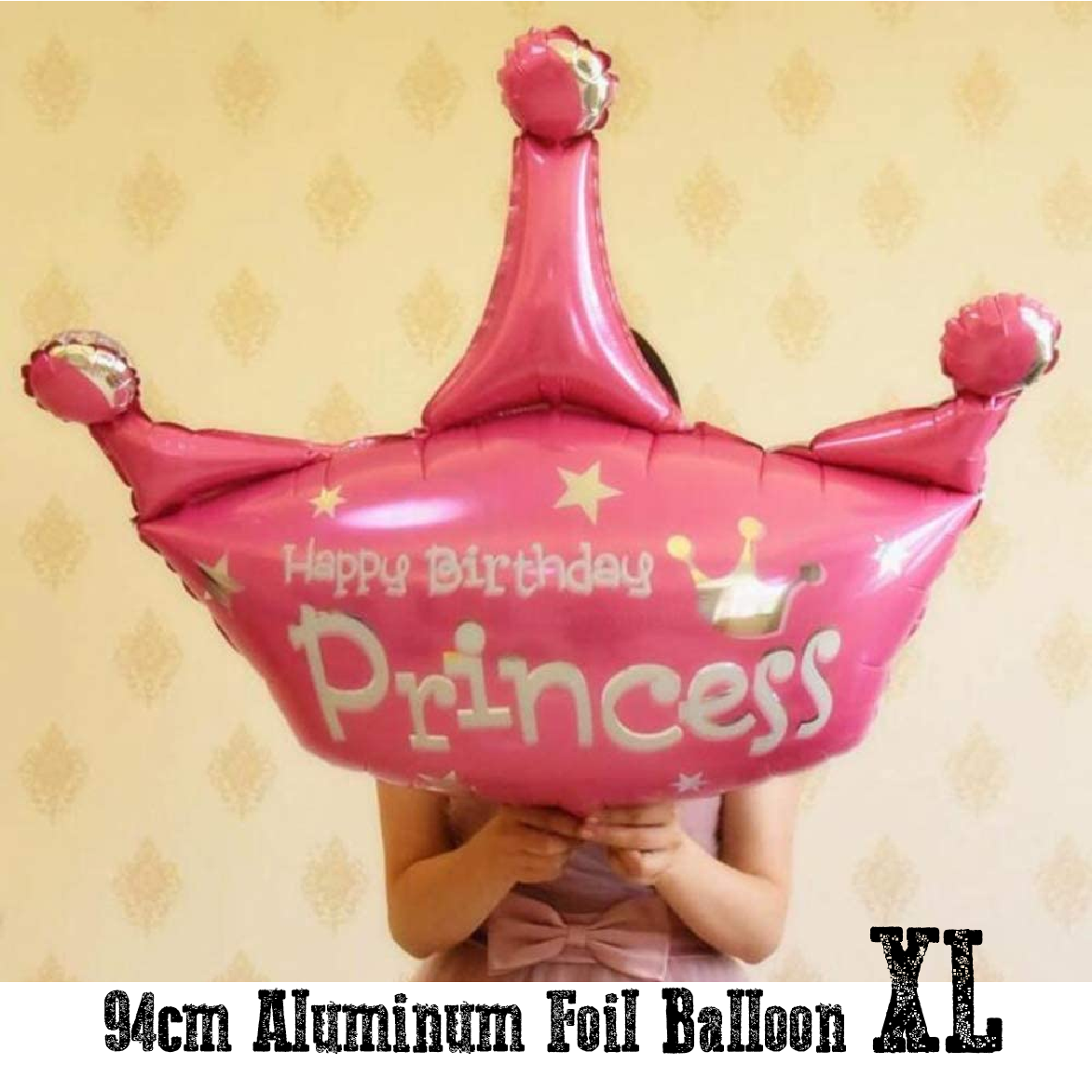 Party Decoration Balloon - Extra Large Princess Crown - Pink - 94cm