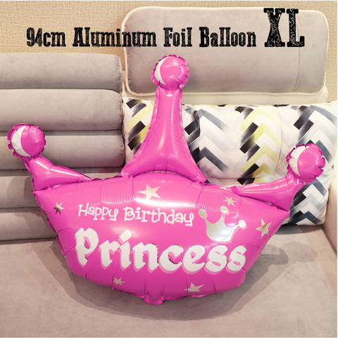 Party Decoration Balloon - Extra Large Princess Crown - Pink - 94cm