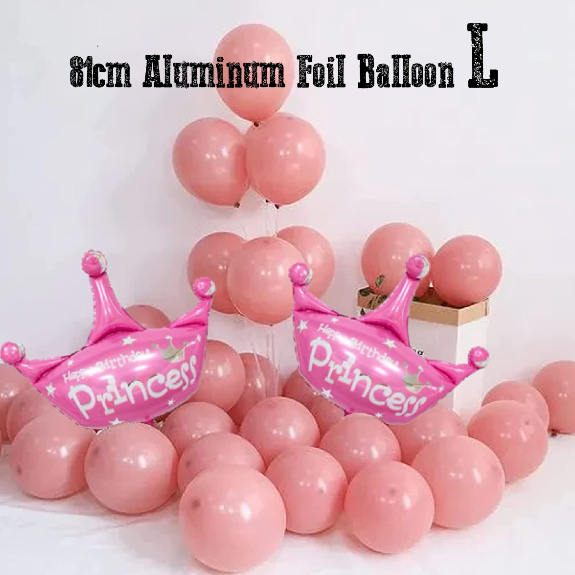 Party Decoration Balloon - Large Princess Crown - Pink - 81cm