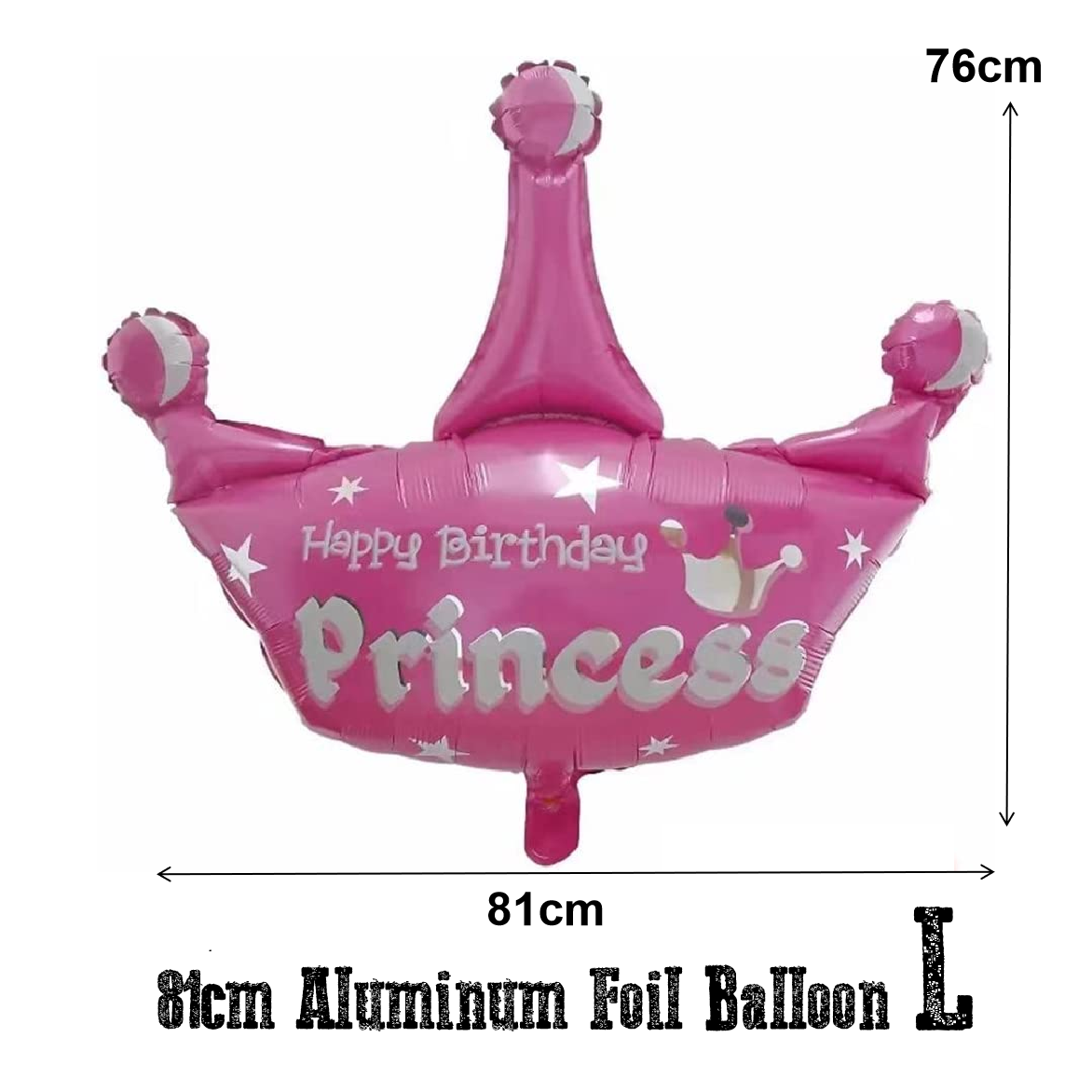 Party Decoration Balloon - Large Princess Crown - Pink - 81cm