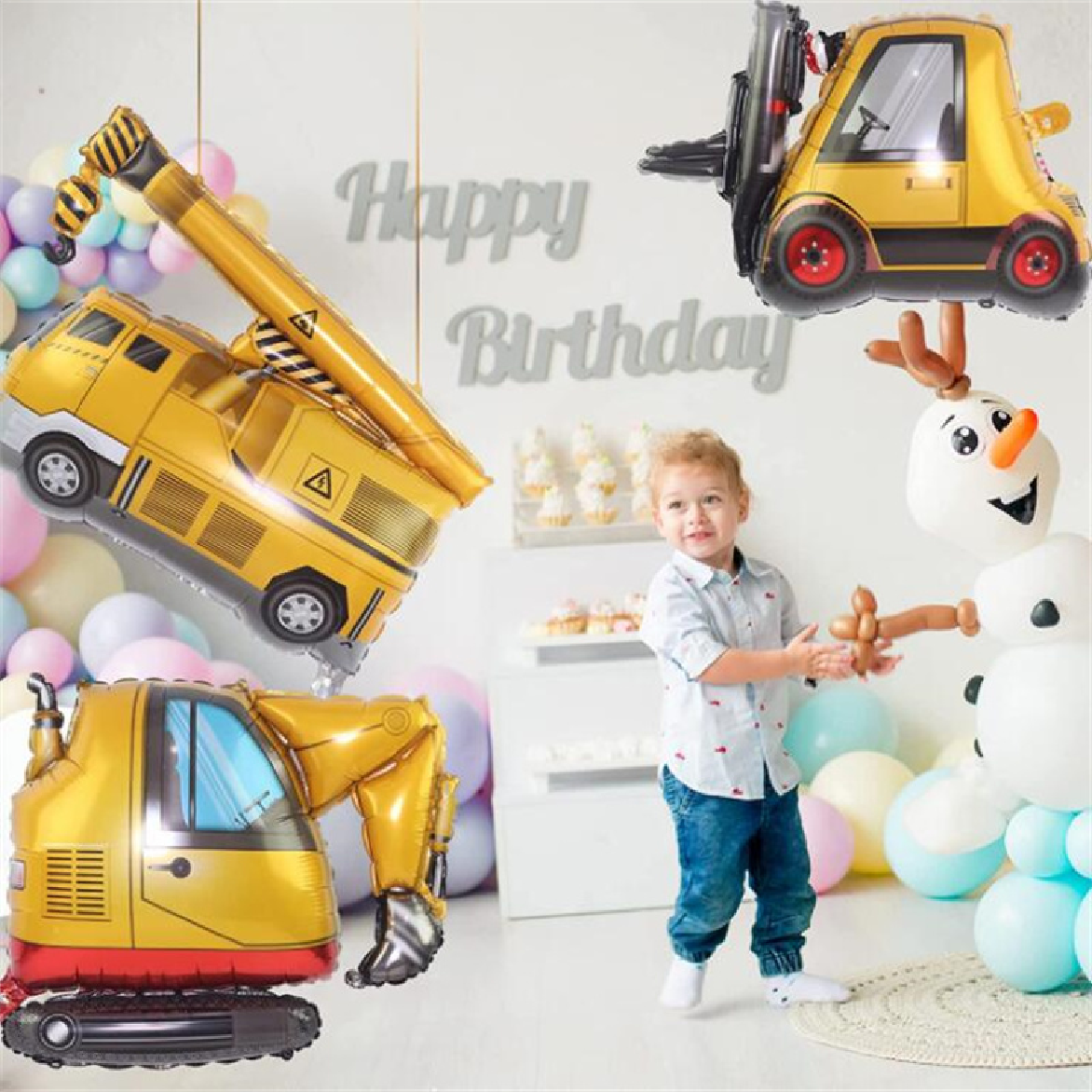 Party Decoration Balloon - Foil Balloon - Large Crane Truck