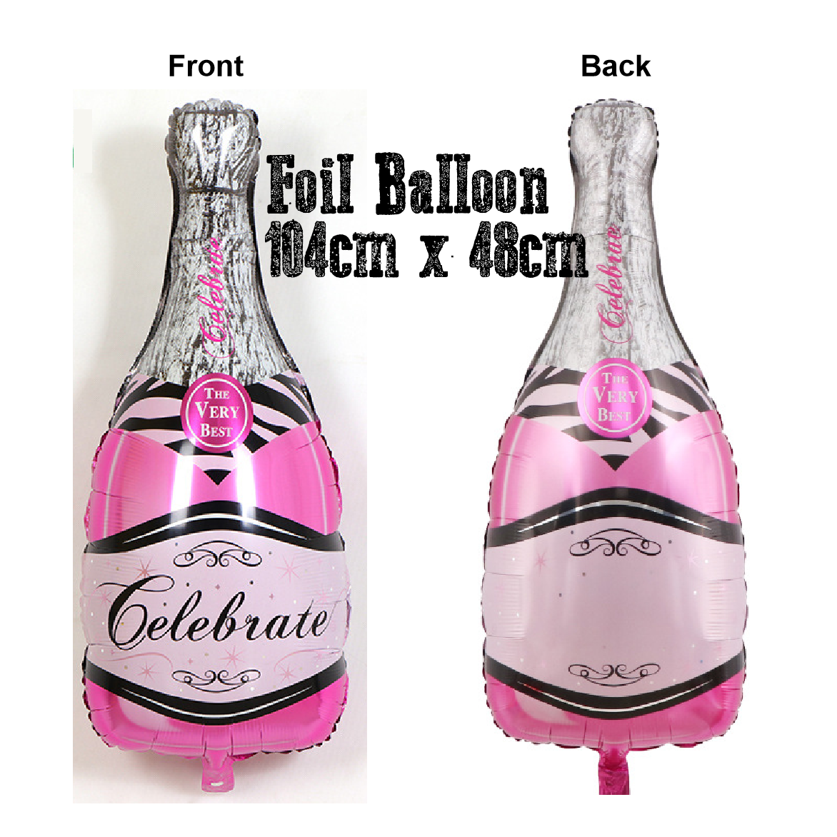 Party Decoration Balloon/ Large Foil Balloon - Sparkling Wine Bottle - Pink