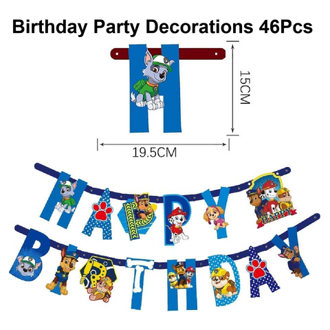 Party Decorations - Ultimate Paw Patrol Party (Banner, Balloons, Cupcake Toppers) - Set 46pcs