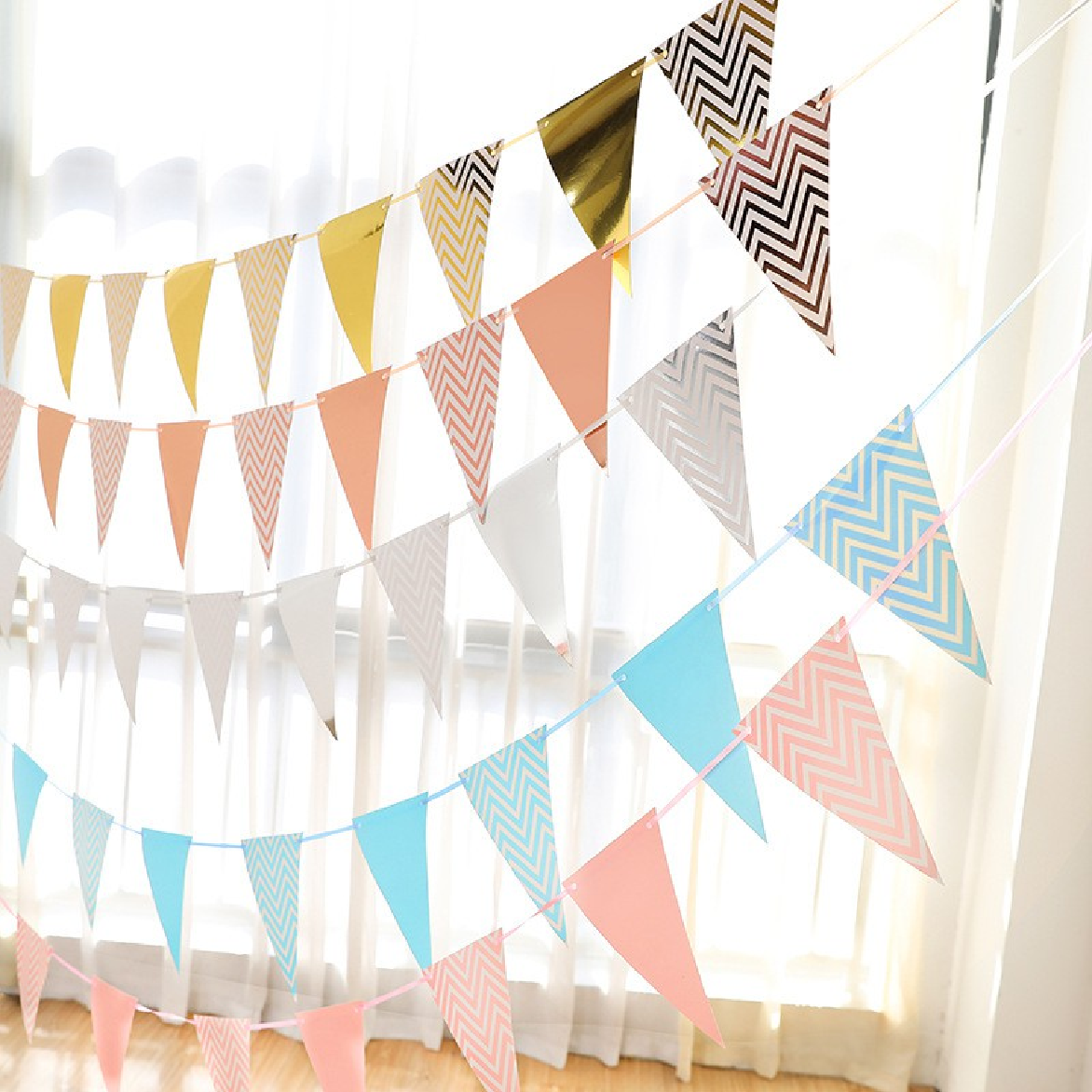 Party Decoration Banner - Pennant Style - Pink