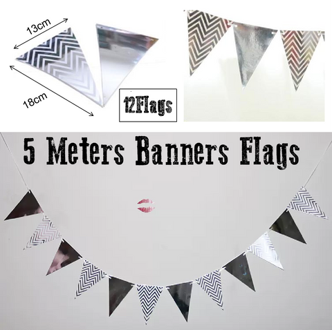 Party Decoration Banner - Pennant style - Silver