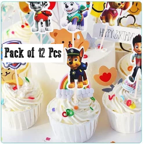 Cupcake Toppers, Cake Decoration - Paw Patrol Cupcake Toppers 12pcs